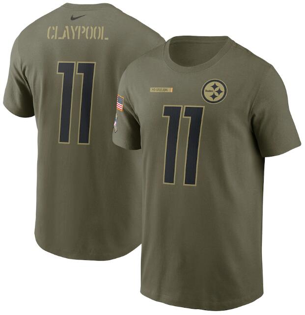 Men's Pittsburgh Steelers #11 Chase Claypool 2021 Olive Salute To Service Legend Performance T-Shirt Men's Pittsburgh Steelers #11 Chase Claypool 2021 Olive Salute To Service Legend Performance T-Shirt